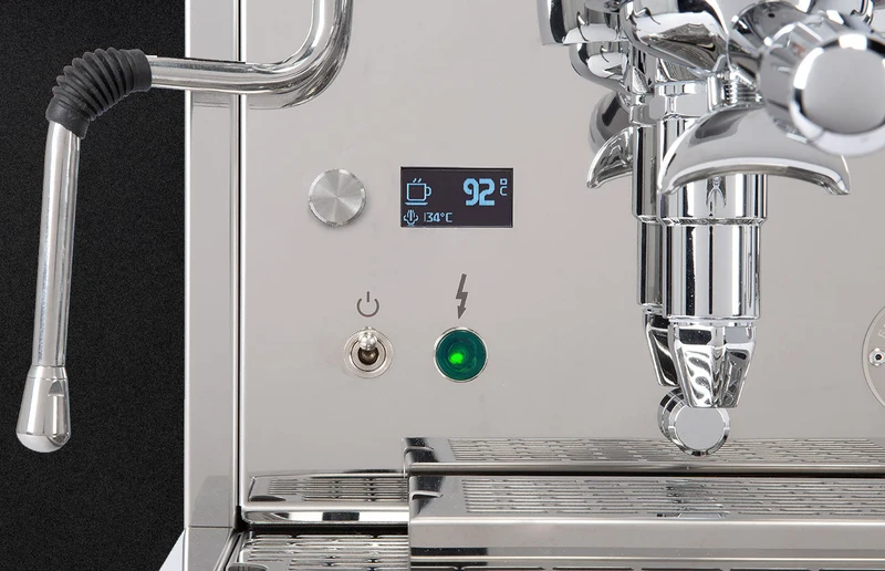 ECM Synchronika II — Machine à espresso double chaudière, pompe rotative, groupe E61, OLED
