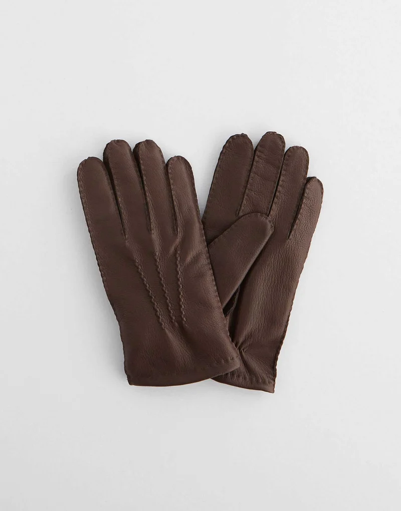Gants cuir marron