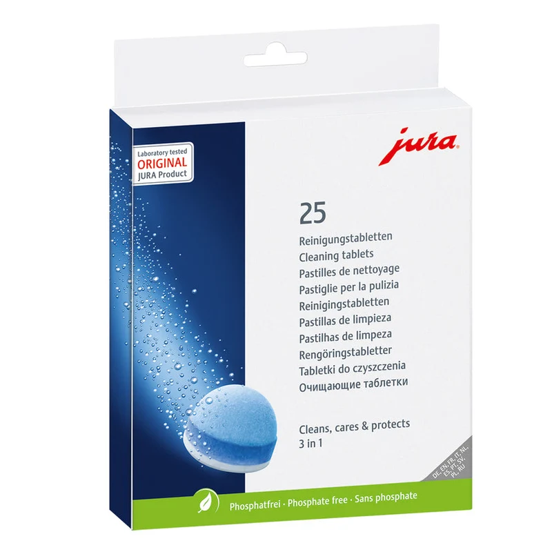 JURA : pastilles de nettoyage 3 phases pour machine à espresso automatique (25 unités)
