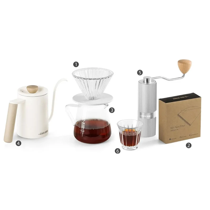M1 Drip Coffee Set – Basic | 7-Piece Hand Brewing Kit – White by MHW-3BOMBER