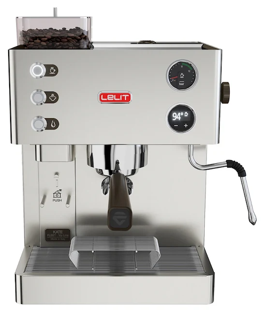 Lelit Kate PL82T : machine à espresso avec moulin intégré, meules coniques 38 mm, porte-filtre 58 mm