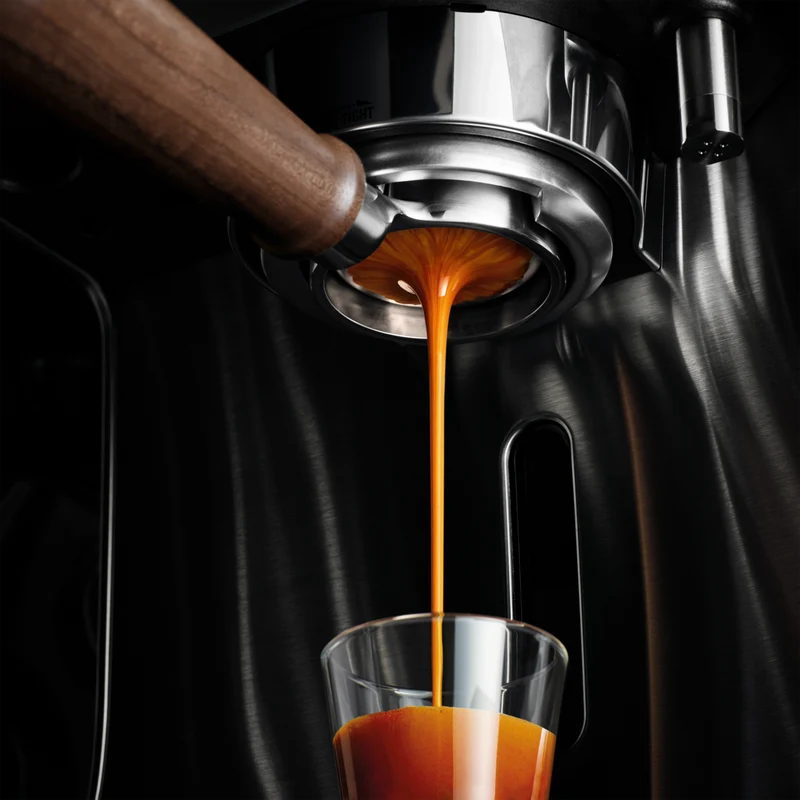 Breville Porte-filtre sans fond Naked : 58 mm, acier inoxydable, poignée en noyer
