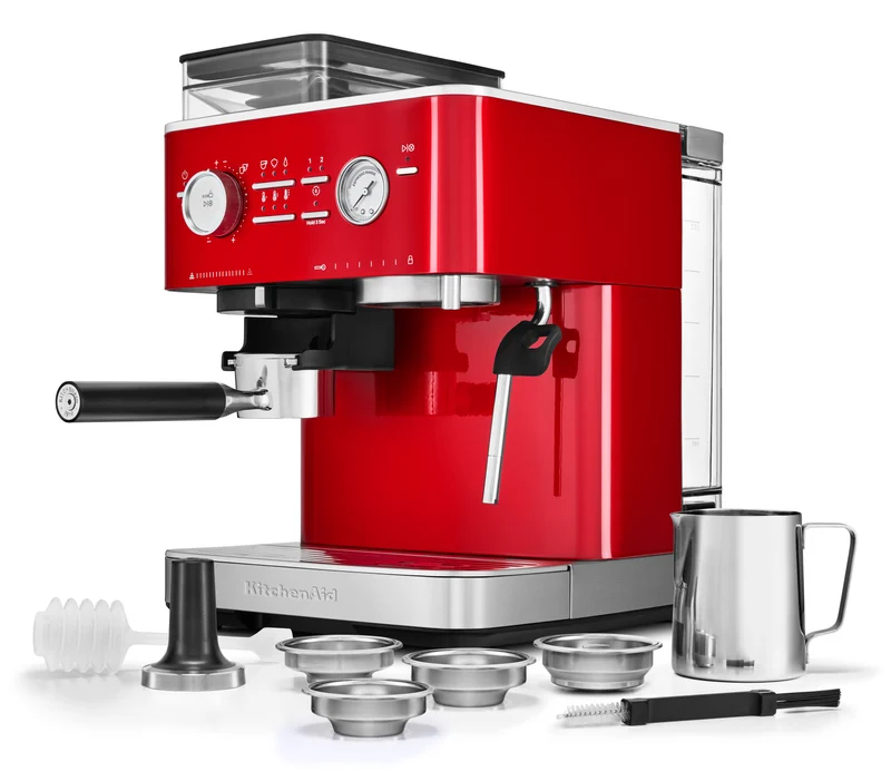 KitchenAid KES6551 — Machine à espresso semi-automatique avec moulin intégré, porte-filtre 58 mm, acier inoxydable