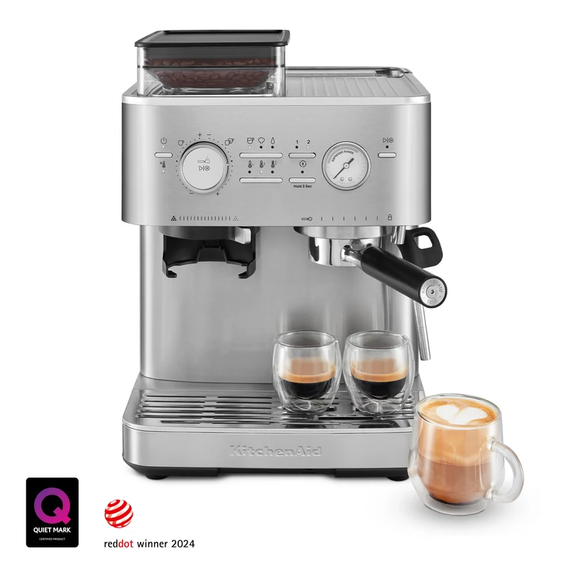 KitchenAid KES6551 — Machine à espresso semi-automatique avec moulin intégré, porte-filtre 58 mm, acier inoxydable