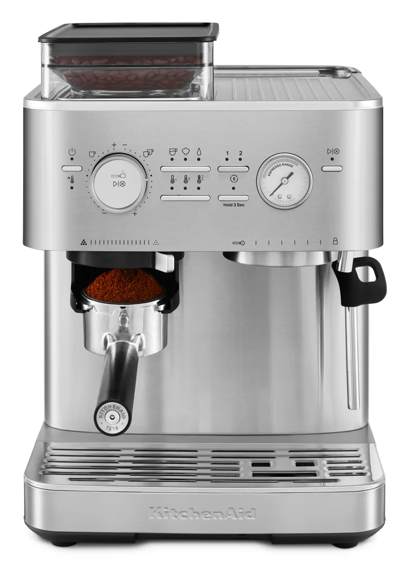 KitchenAid KES6551 — Machine à espresso semi-automatique avec moulin intégré, porte-filtre 58 mm, acier inoxydable