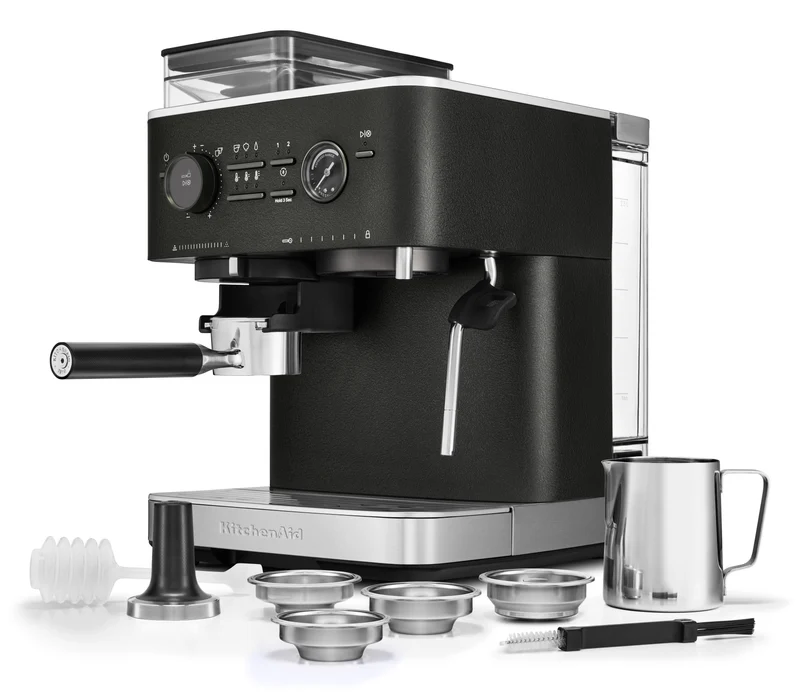 KitchenAid KES6551 — Machine à espresso semi-automatique avec moulin intégré, porte-filtre 58 mm, acier inoxydable