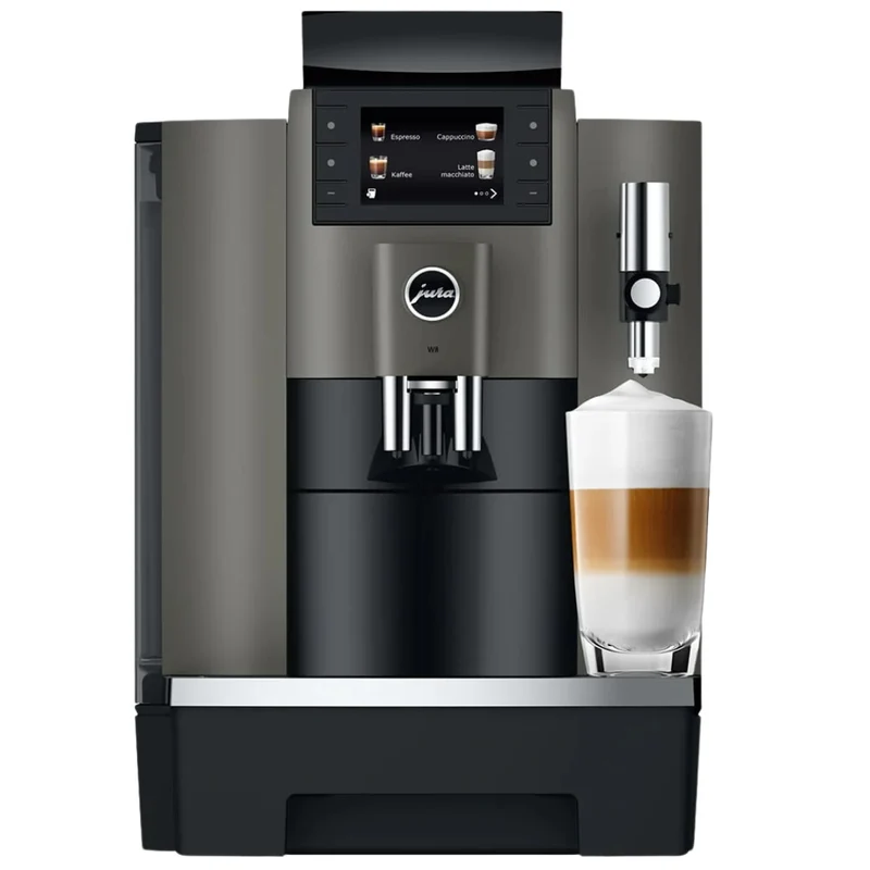 Jura W8 Dark Inox : machine à café automatique professionnelle, broyeur P.A.G.2, connexion MDB