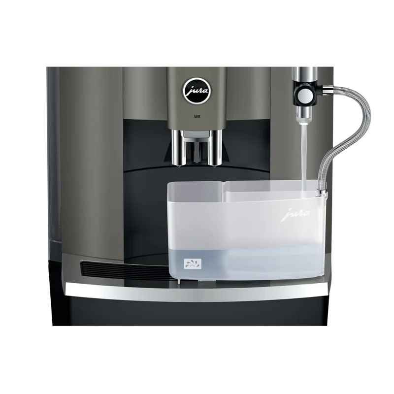 Jura W8 Dark Inox : machine à café automatique professionnelle, broyeur P.A.G.2, connexion MDB