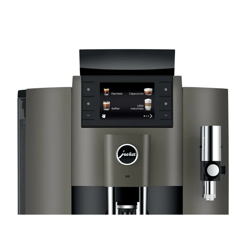 Jura W8 Dark Inox : machine à café automatique professionnelle, broyeur P.A.G.2, connexion MDB