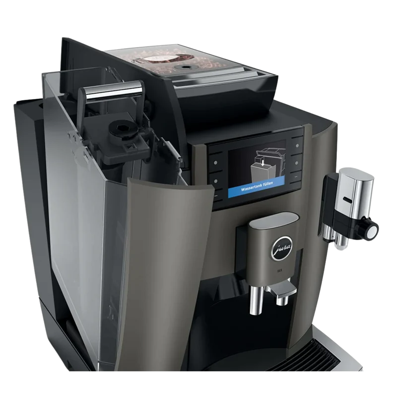 Jura W8 Dark Inox : machine à café automatique professionnelle, broyeur P.A.G.2, connexion MDB