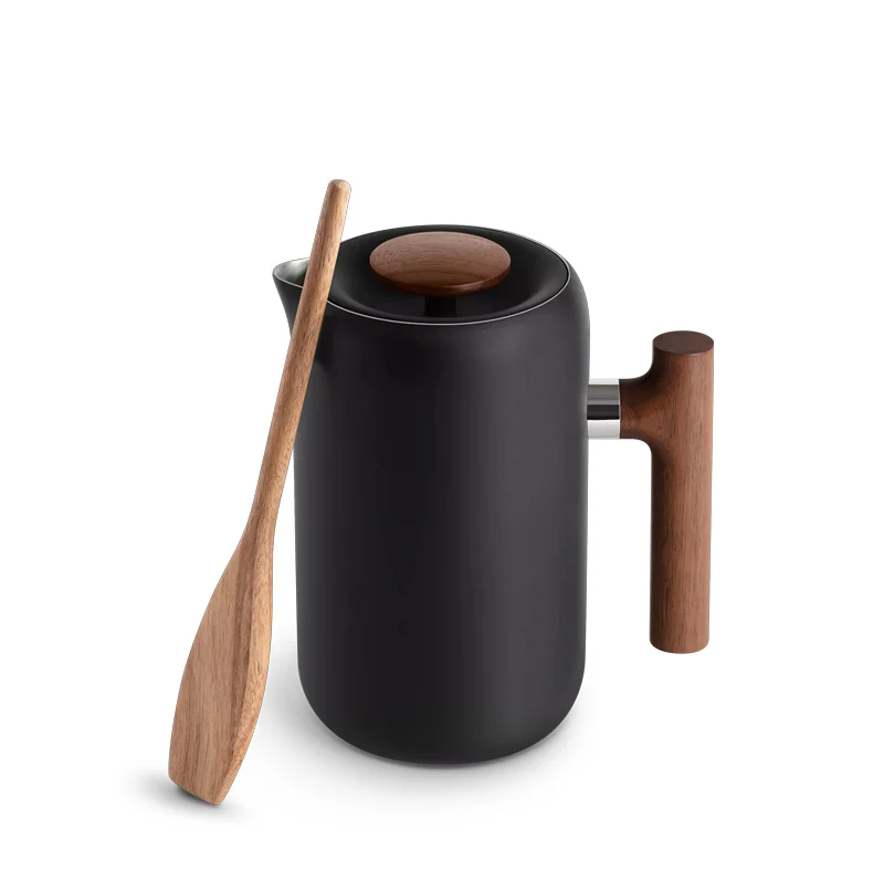 Cafetière à Piston Clara avec Anse en Noyer - Noir - 700 ml | Fellow