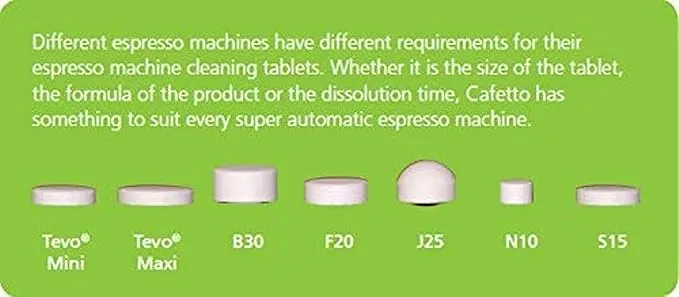 Cafetto - Tablettes de nettoyage pour machines à espresso super-automatiques J25 (2.5 gr)