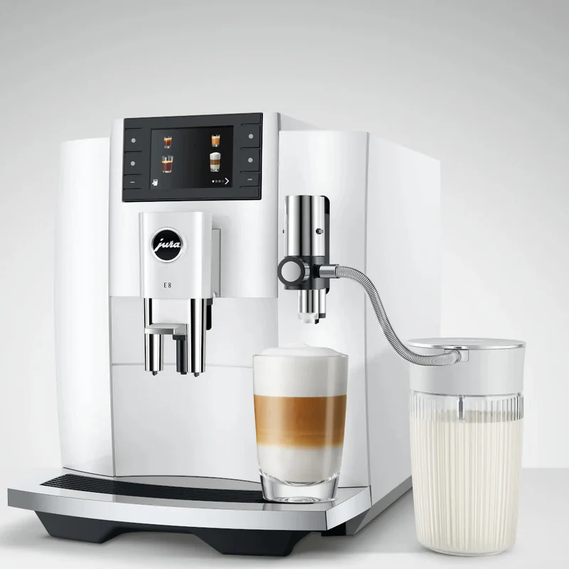 Jura Carafe à lait en verre 0,5 L : couvercle pivotant en acier inoxydable, adaptateurs silicone inclus