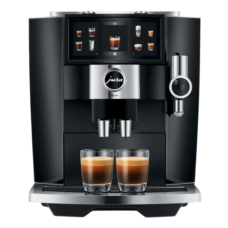 Jura J8 Twin : machine à café automatique à double broyeur, écran tactile Panorama, 31 spécialités
