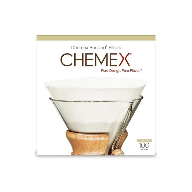 100 Filtres Prédécoupés Blancs - 6 Tasses | Chemex