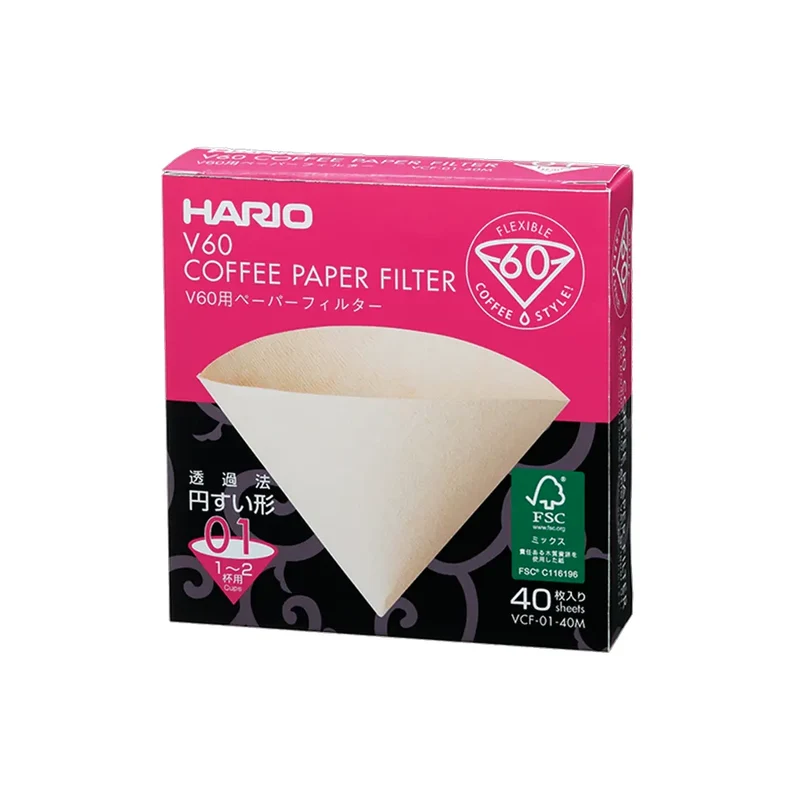 40 Filtres Naturels VCF01-40M - 1 à 2 Tasses | Hario