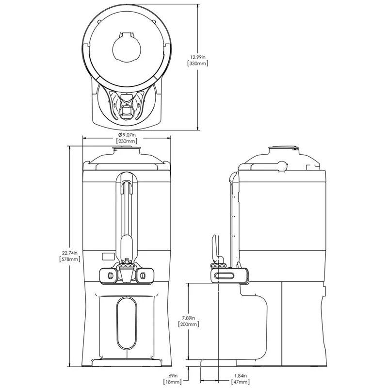 Bunn TF ThermoFresh serveur mécanique 1.5 gallons inox Gen3 avec Base détachable
