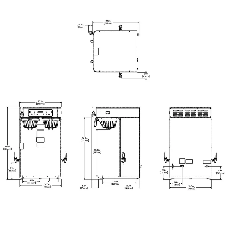 Bunn ICB Twin Tall — Cafetière double débit, série Infusion, 120/240V acier inoxydable