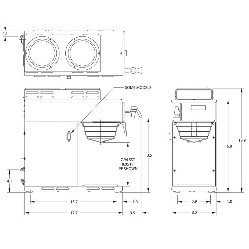 Bunn Axiom-DV-3T — Cafetière automatique branchée double tension, 3 réchauffeurs