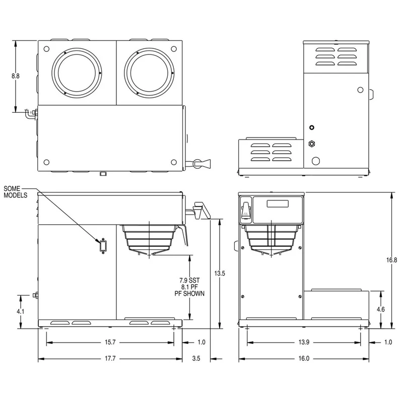 Bunn Axiom-DV-3L — Cafetière automatique branchée, 3 réchauffeurs inférieurs, profil bas et large