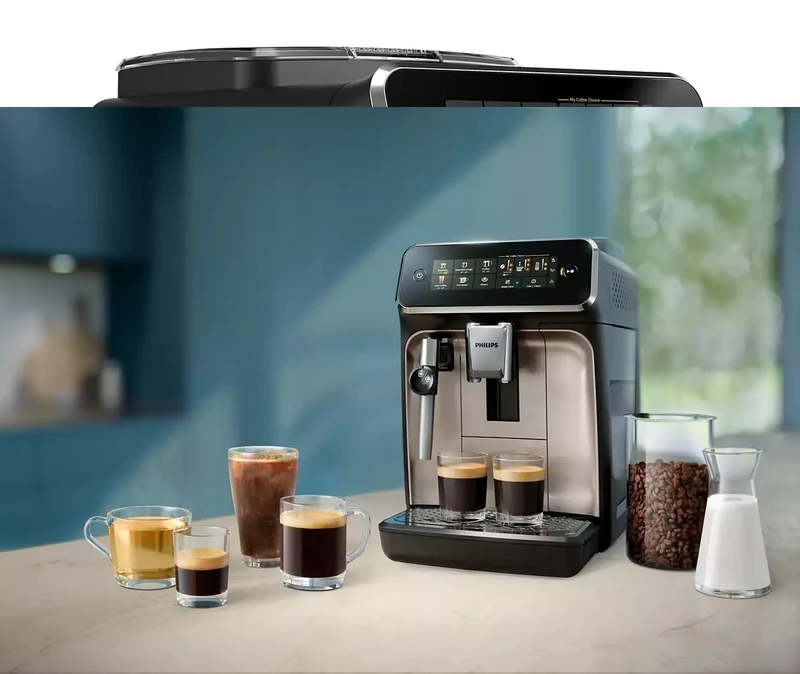 Machine à café automatique Philips 3300 — 5 boissons, moulin céramique, AquaClean