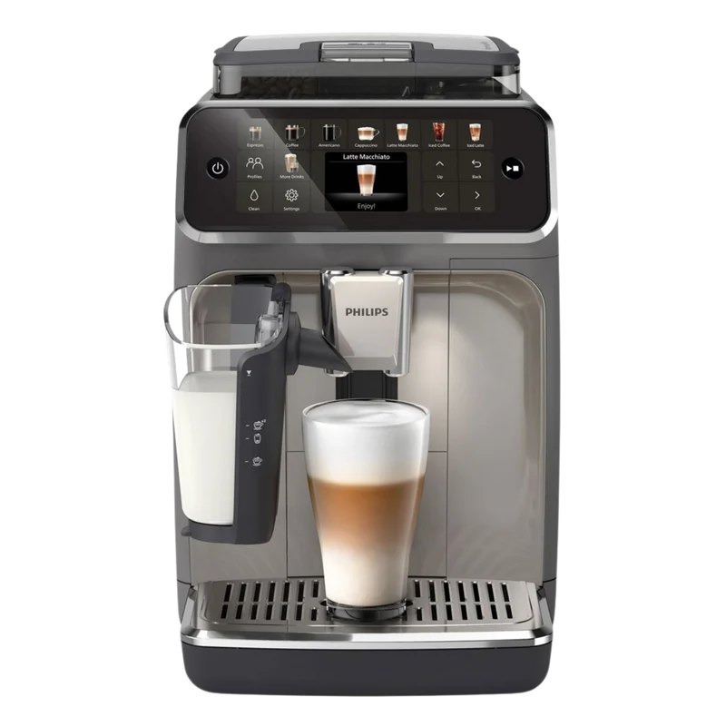 Machine à café automatique Philips 5500 LatteGo — 20 boissons chaudes et glacées, écran tactile, SilentBrew