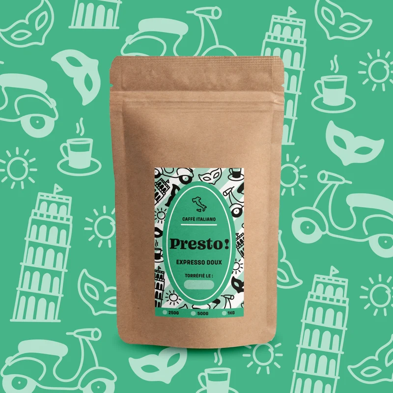 Café Moulu Presto - Blend Expresso Doux | 100% Arabica - Goût Italien