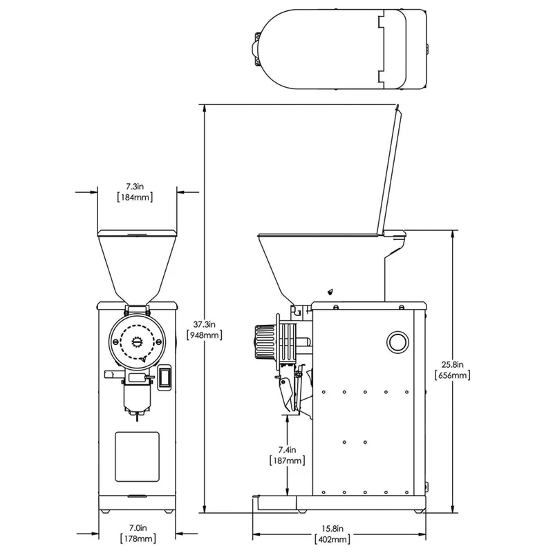 Bunn GVH-3 — Moulin à trémie visuelle pour vente au détail, sacs et contenants