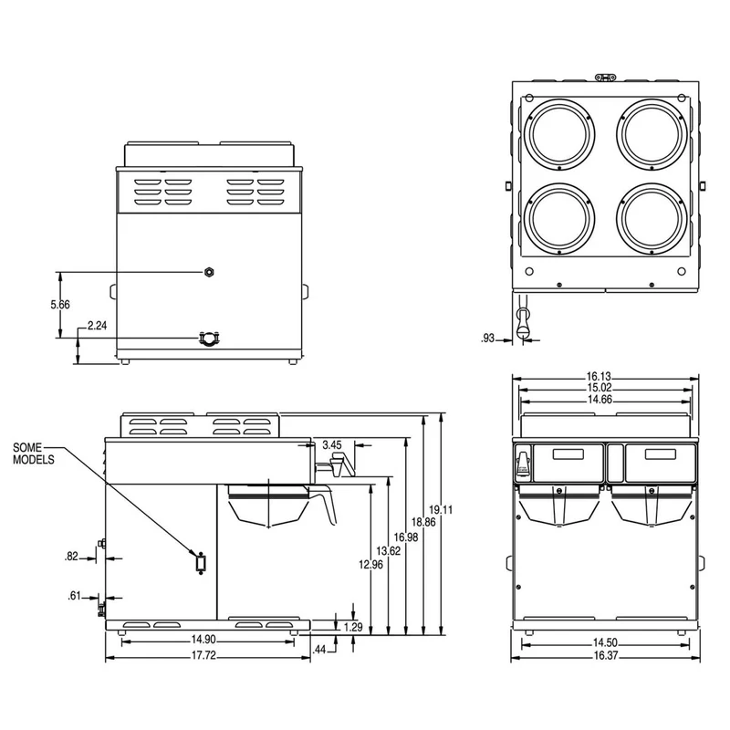 Bunn AXIOM 4/2 Twin — Cafetière automatique double tête, très haut volume, 6 réchauffeurs