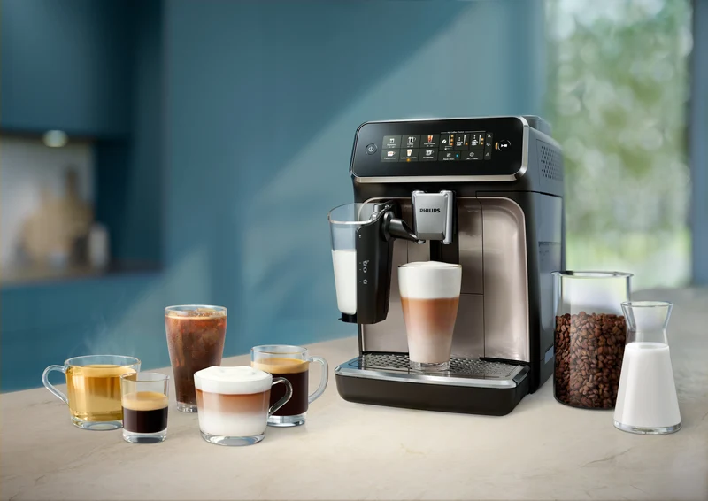 Machine à café automatique Philips 3300 LatteGo SilentBrew — 5 recettes, café glacé, certifiée Quiet Mark
