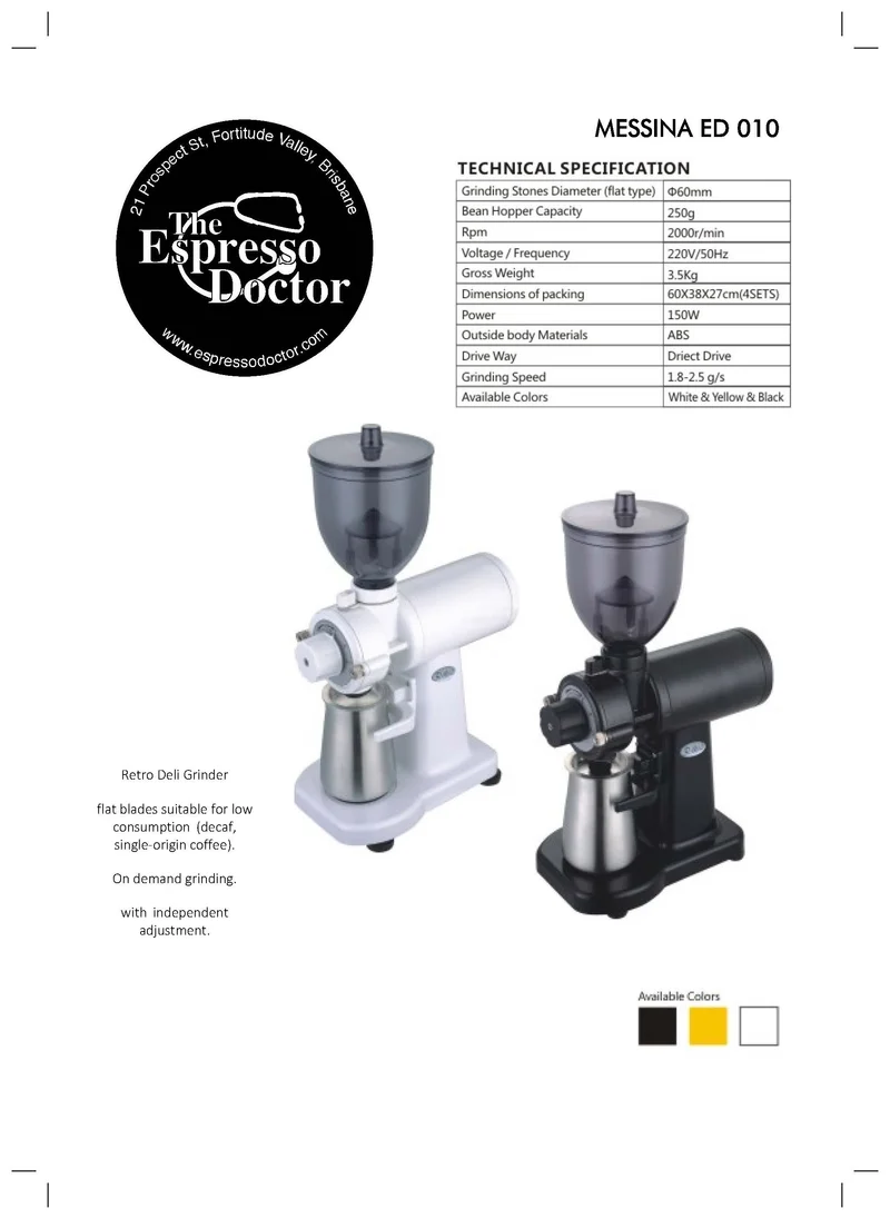 Espresso Doctor Mini Deli Grinder MESSINA ED10