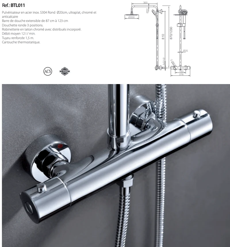 Ensemble de douche thermostatique série Londres