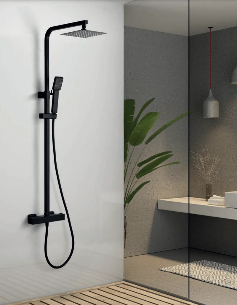 Ensemble de douche thermostatique série Vigo Noir mat