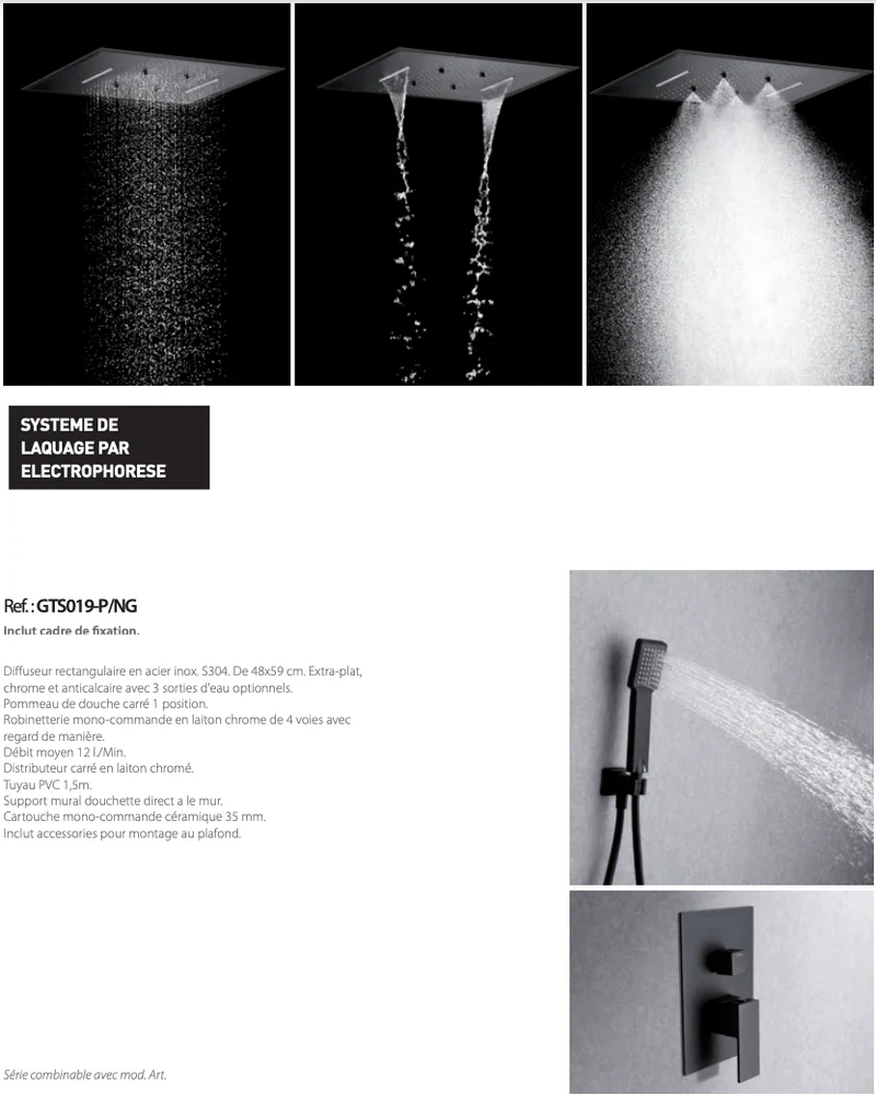 Set de douché encastrée Sumatra Noir mat