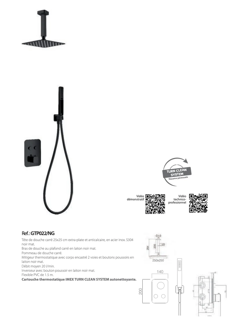 Set de douché encastrée Portugal Noir mat