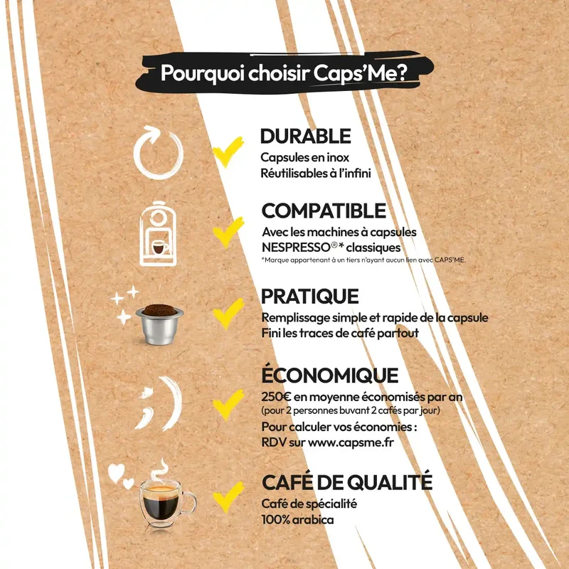 cap's me - coffret (1 shaker, 3 capsules, 48 opercules) + 250g de l'assemblage Pantoufle