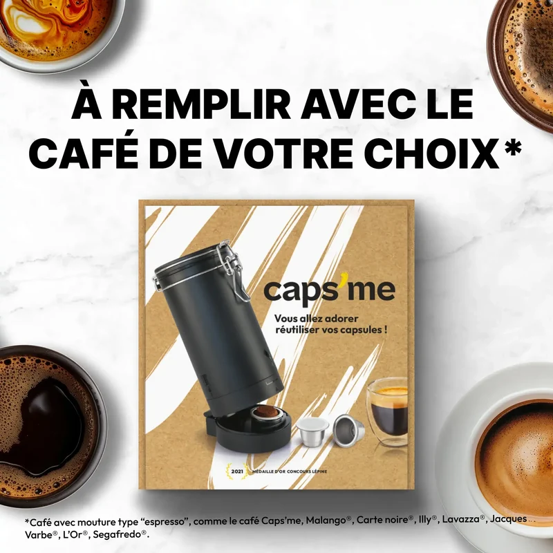 cap's me - coffret (1 shaker, 3 capsules, 48 opercules) + 250g de l'assemblage Pantoufle