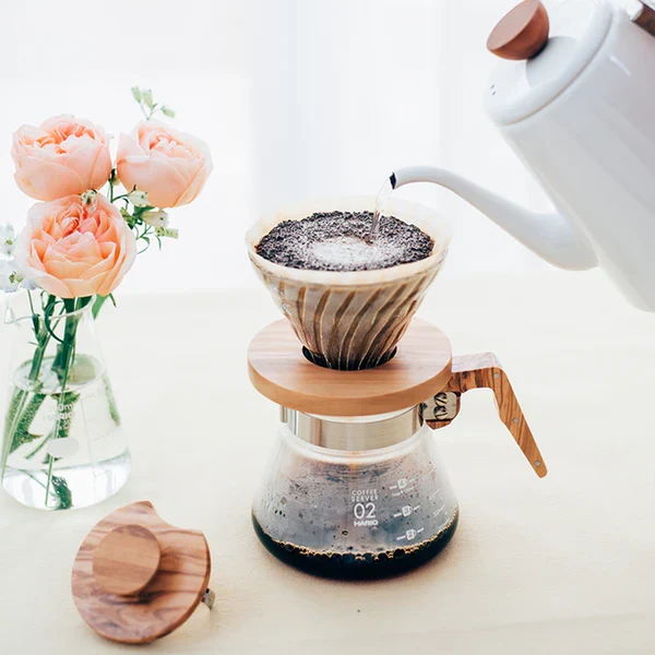 Hario - Dripper en verre et bois d'olivier