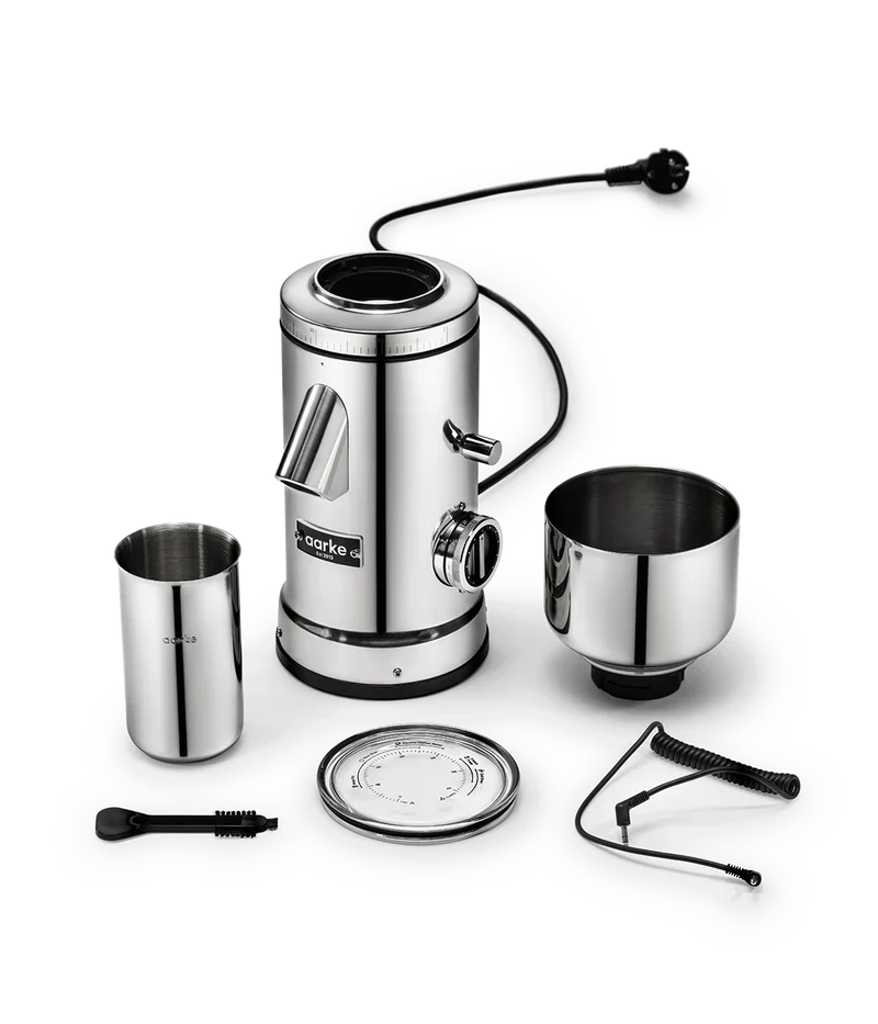 Aarke - Moulin Meule Plate Acier Inox + 500g de café d'exception