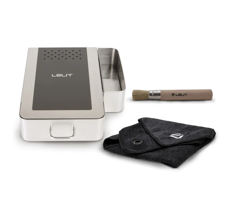 Lelit - Tiroir à café en acier inoxydable brossé.