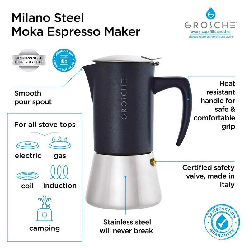 Grosche - Cafetière Italienne Milano en inox