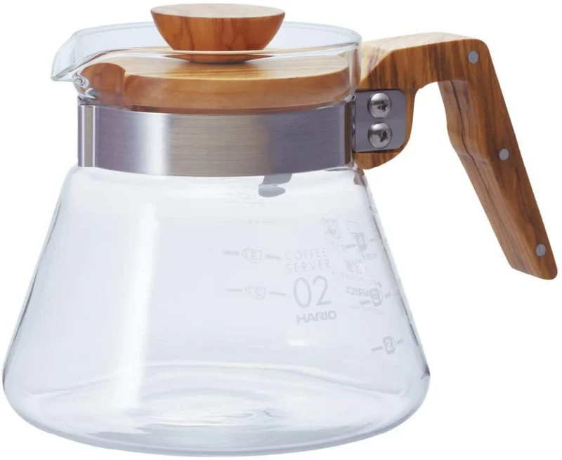 Hario - Carafe en verre et bois d'olivier