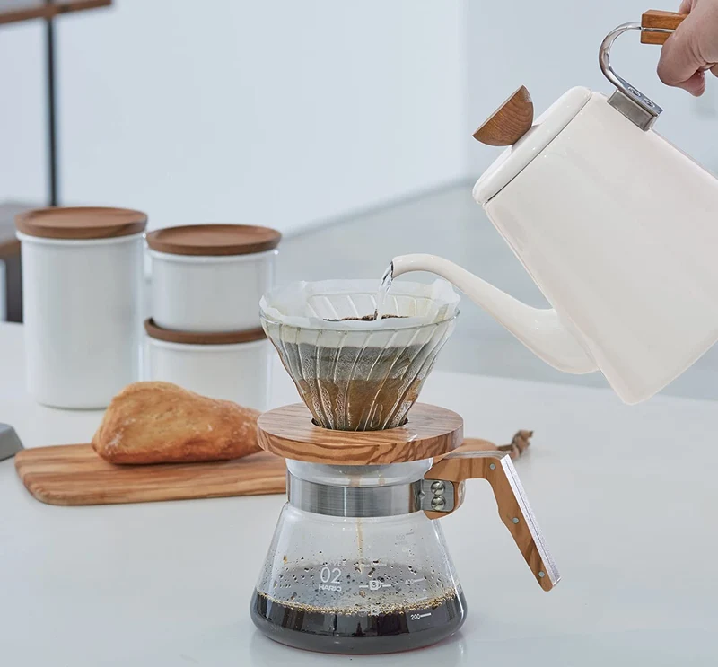 Hario - Carafe en verre et bois d'olivier