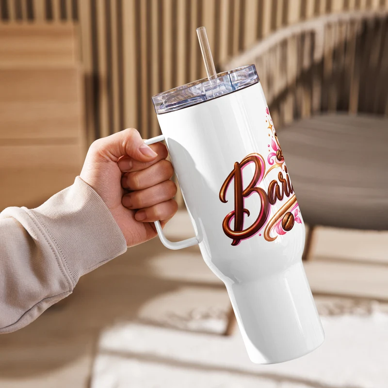 Travel mug with a handle