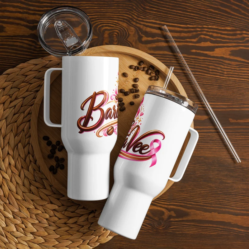 Travel mug with a handle