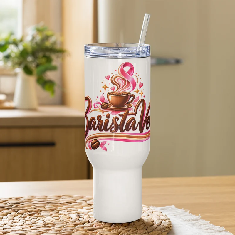 Travel mug with a handle