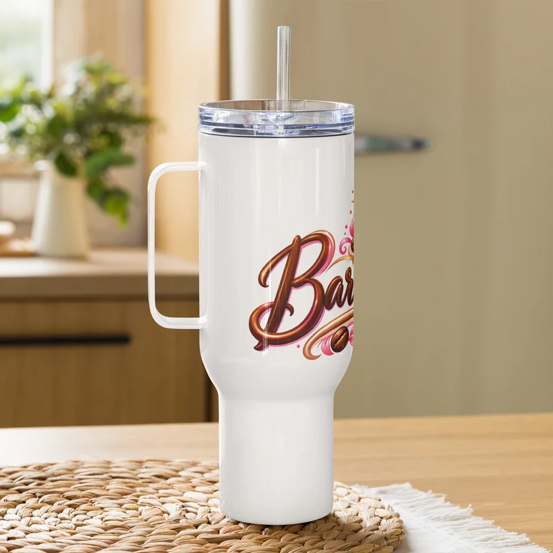 Travel mug with a handle