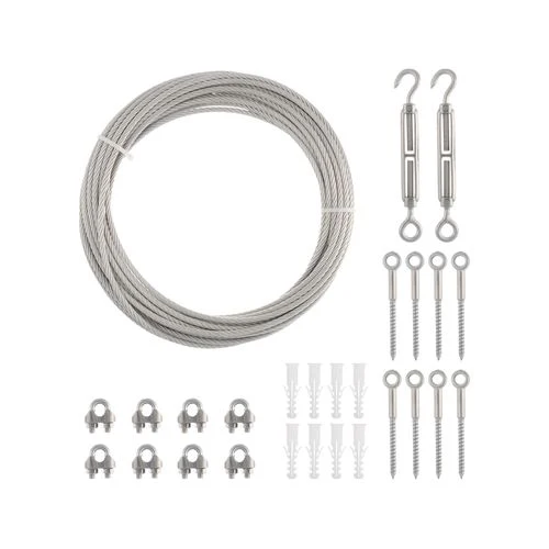 Câble inox 8,0mm - préparé avec cosse cœur et douille à sertir - inox 1.4401 - longueur 30,00m