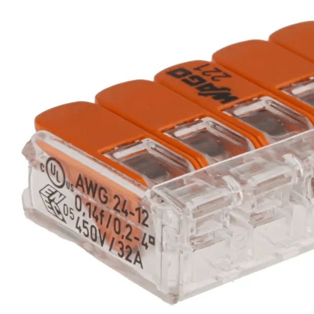 Borne Wago compacte à levier 5x4mm² - 221-415