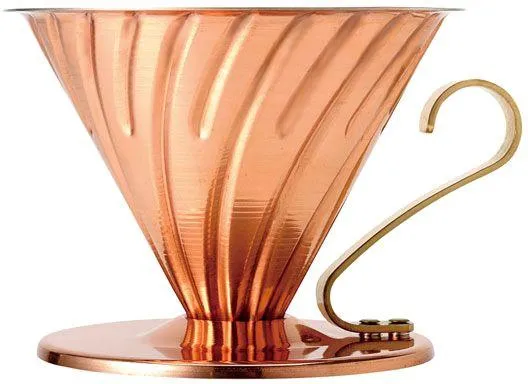 Ensemble : porte filtres à café V60 Hario en Cuivre + 100filtres Hario + 250g de café qui fume
